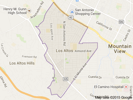 Map of North Los Altos neighborhood of Los Altos, Silicon Valley California