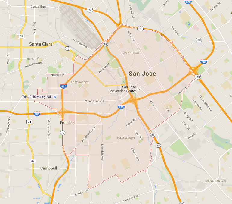 central san jose and japan town and rose garden and willow glen