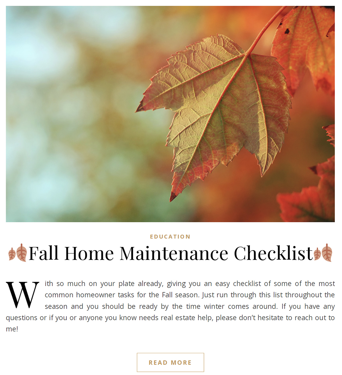 Fall Home Maintenance Checklist