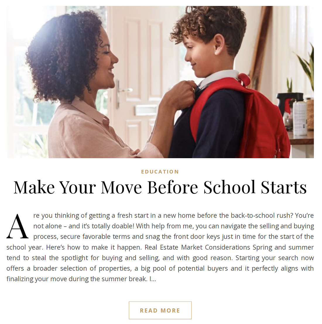 Move Before School Starts
