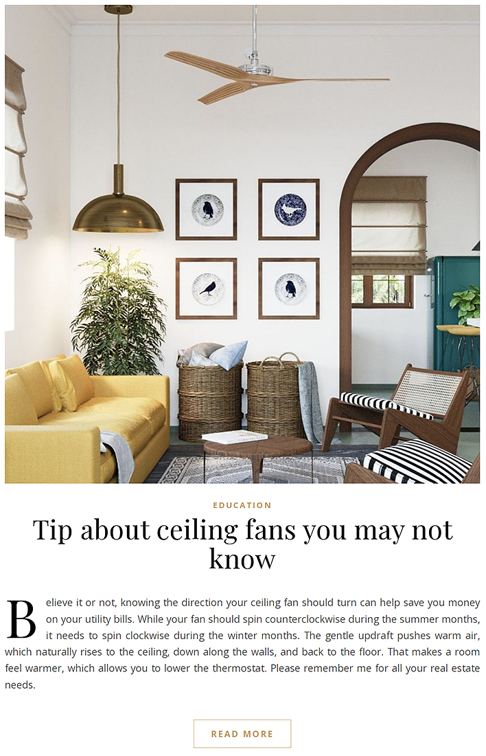 Tip about ceiling fans