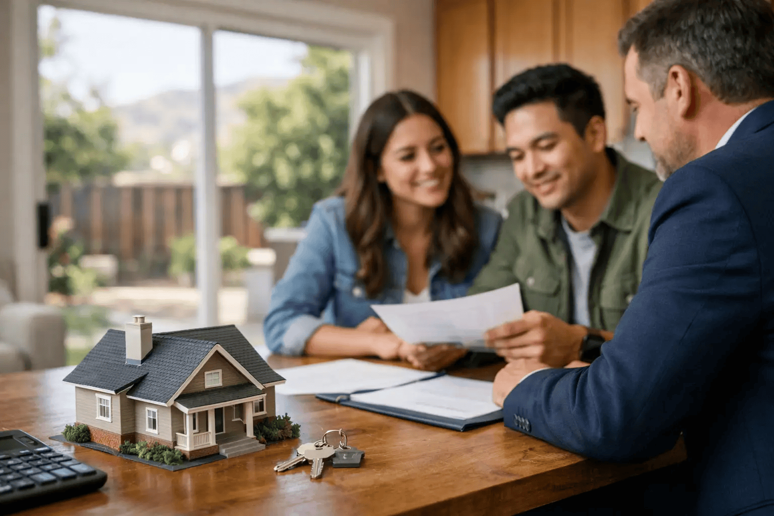 Image with buyers working with their flat fee Realtor