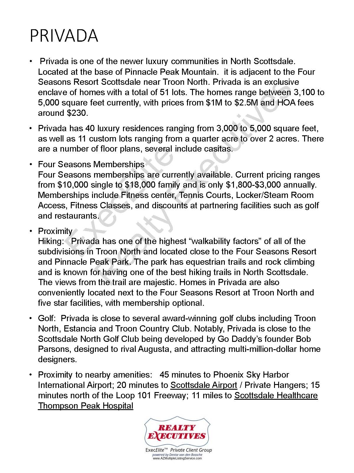 About Privada at Four Seasons in Scottsdale Homes Privada at Four Seasons Scottsdale Community